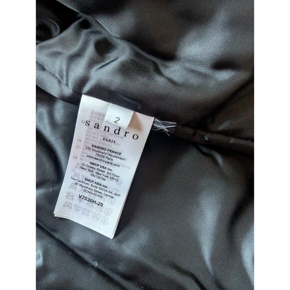 Sandro Briny Embellished Velvet Bomber Jacket Sz 2 US Medium Runs Small 2B435 - Picture 12 of 13